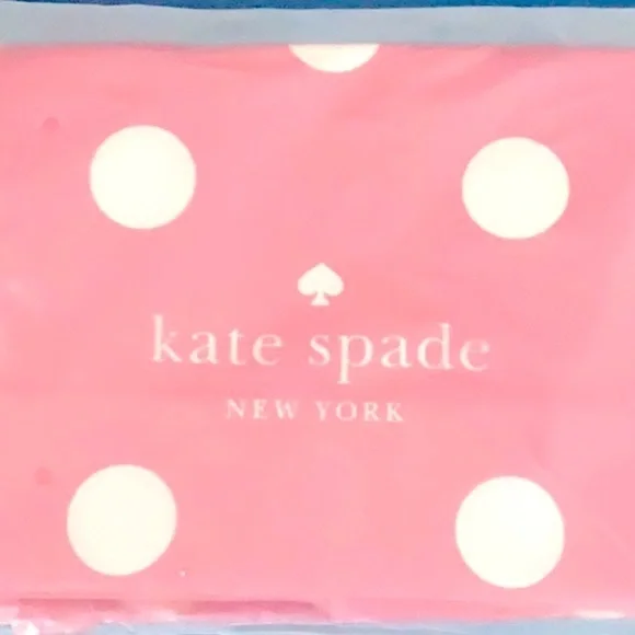 KATE SPADE BRAND NEW PINK WHITE POLKA DOT XL TOTE SHOPPING BEACH BAG - Picture 2 of 3